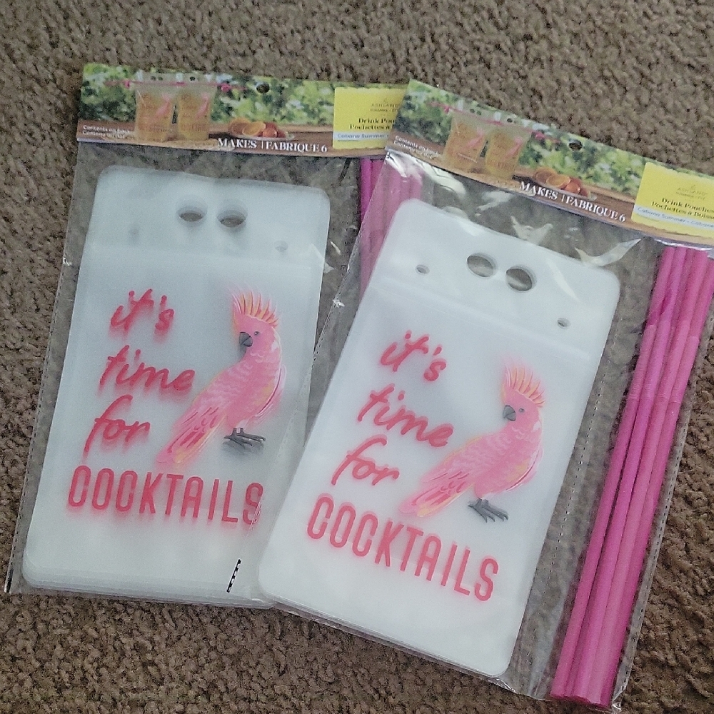 Pink Flamingo Cocktail Pouches - Set of 2